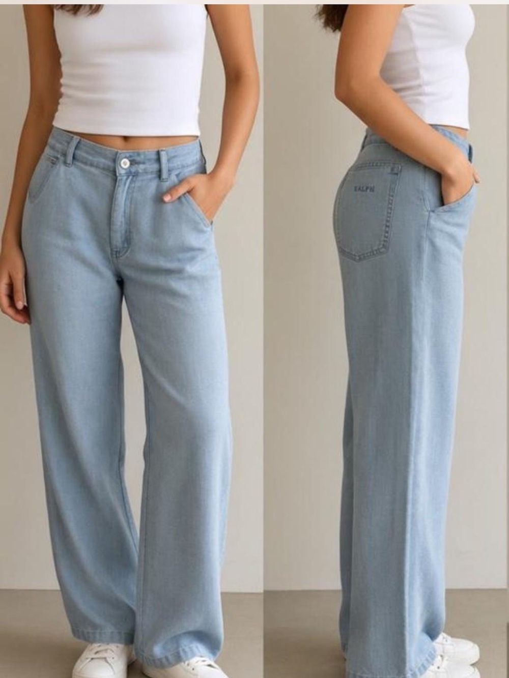 Ralph Lauren Light Blue Linen-Blend Pants Women’s Size 10 #denim #ralphlauren